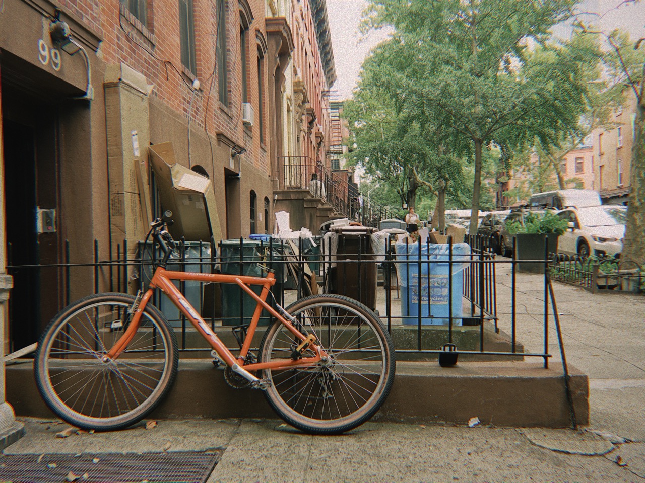 Portrait with vintage film artifacts including bloom, vignette, and chromatic aberration